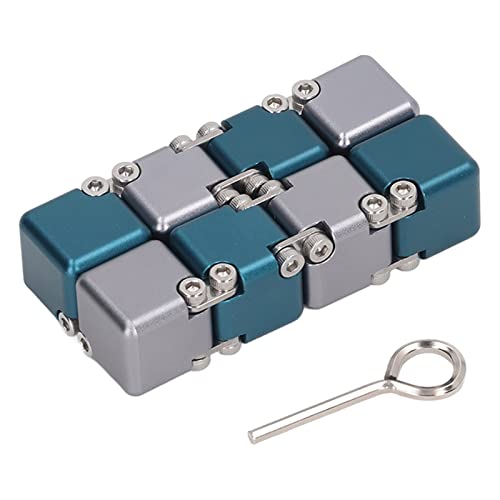 Tissting Stress Angst Erleichterung Sensorisches Zappelspielzeug, Handheld -Flip -Blöcke Finger -Puzzle -Legierung Metall für Erwachsene mit ADHD -Büroarbeitern Schülern (Blau Plus grau) von Tissting
