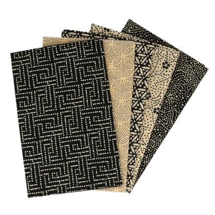 Tissu de Marie Fat Quarter Stoff Baumwolle Mitternacht 50x57cm - 5 Stk von Tissu de Marie