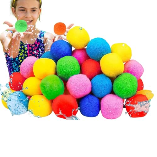 Tisujune Wiederbefüllbarer Wasserball | 60 Stück Wasserschwammbälle Mit Aufbewahrungsbeutel,Sofort Nachfüllbar Weicher spielzeug Familien Outdoor Spiele Für Garten Pool Mädchen Erwachsene von Tisujune