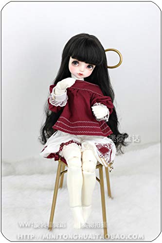Tita-Doremi Ball-Jointed Doll BJD Perücke Puppen Haarteil Für 1/8 5-6 Inch 12-14Cm OB11 Black Toy Head Wig Hair (Perücke Nur,Keine Puppe) von Tita-Doremi