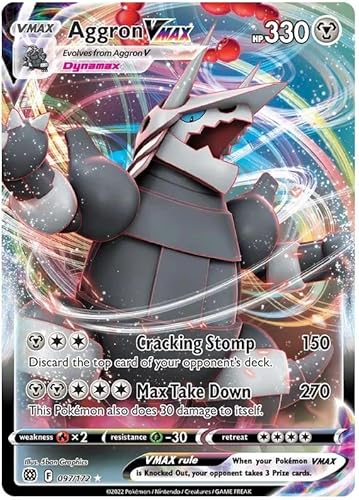 Aggron VMAX 097/172 Ultra Rare Pokemon Karte (SWSH Brilliant Stars) + 1x TitanCards® Toploader von Titan Cards