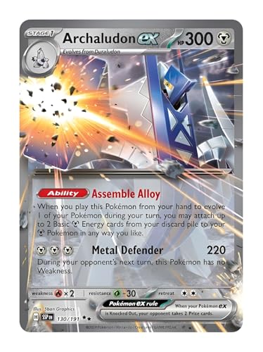 Archaludon ex 130/191 Ultraseltene Pokemon-Karte, seltene Pokémon-Karten, Pokémon EX, Surging Sparks, Pokemon-Scharlachrot und Violett, Titan Cards authentifiziert Archaludon ex 130/191 Ultraseltene Pokemon-Karte, seltene Pokémon-Karten, Pokémon EX, Surging Sparks, Pokemon-Scharlachrot und Violett, Titan Cards authentifiziert von Titan Cards