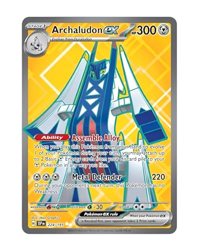 Archaludon ex 224/191 Ultra-seltene Vollkunst-Pokemon-Karte, glänzende Pokémon-Karten, Pokémon EX, Surging Sparks, Pokemon-Scharlachrot und Violett, Titan Cards authentifiziert Archaludon ex 224/191 Ultra-seltene Vollkunst-Pokemon-Karte, glänzende Pokémon-Karten, Pokémon EX, Surging Sparks, Pokemon-Scharlachrot und Violett, Titan Cards authentifiziert von Titan Cards