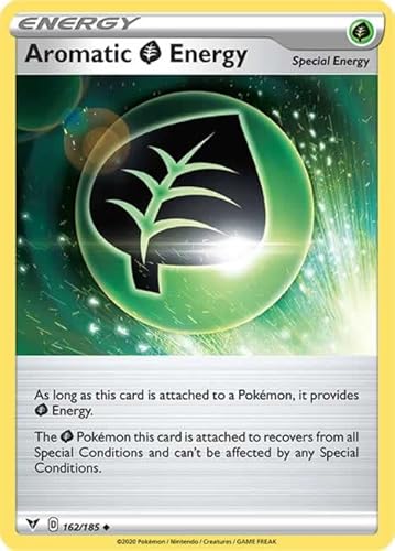 Aromatic Grass Energy 162/185 Uncommon Reverse Holo Pokemon Card (SWSH04 Vivid Voltage) + TitanCards® Toploader von Titan Cards