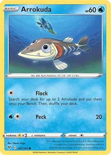 Arrokuda 041/185 Common Pokemon Card (SWSH04 Vivid Voltage) + TitanCards® Toploader von Titan Cards