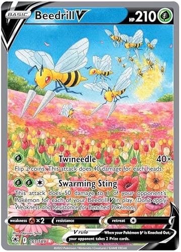 Beedrill V 161/189 Rare Ultra Pokemon Karte (SWSH Astral Radiance) + 1x TitanCards® Toploader von Titan Cards