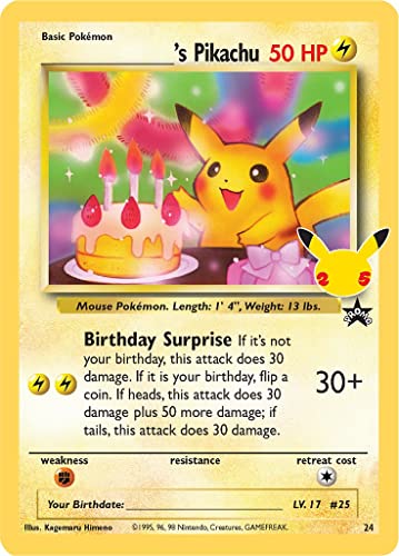 Birthday Pikachu (Wizards Black Star Promos) 24 Pokemon-Karten (Celebrations) + TitanCards® Toploader von Titan Cards
