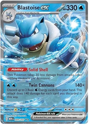 Blastoise ex 009/165 Double Rare Pokemon Karte (Pokemon SV 151) + 1x TitanCards® Toploader von Titan Cards