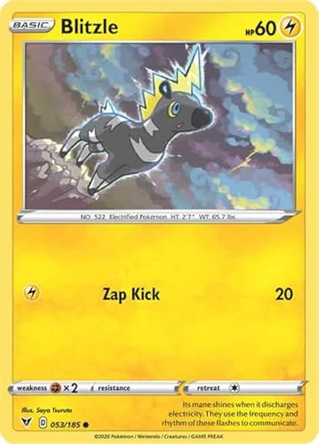 Blitzle 053/185 Common Reverse Holo Pokemon Card (SWSH04 Vivid Voltage) + TitanCards® Toploader von Titan Cards