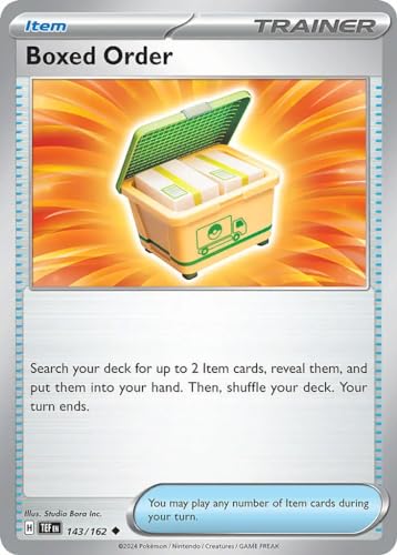 Boxed Order 143/162 Uncommon Reverse Holo Pokemon Card (SV Temporal Forces) + 1x TitanCards® Toploader von Titan Cards
