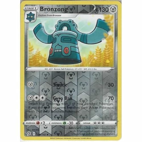 Bronzong 130/192 Uncommon Reverse Holo Pokemon Card (SWSH Rebel Clash) + TitanCards® Toploader von Titan Cards