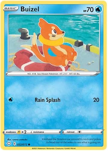 Buizel 022/072 Common Pokemon Card (Shining Fates) + TitanCards® Toploader von Titan Cards