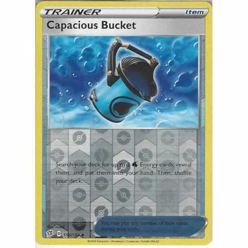 Capacious Bucket 156/192 Uncommon Reverse Holo Pokemon Card (SWSH Rebel Clash) + TitanCards® Toploader von Titan Cards