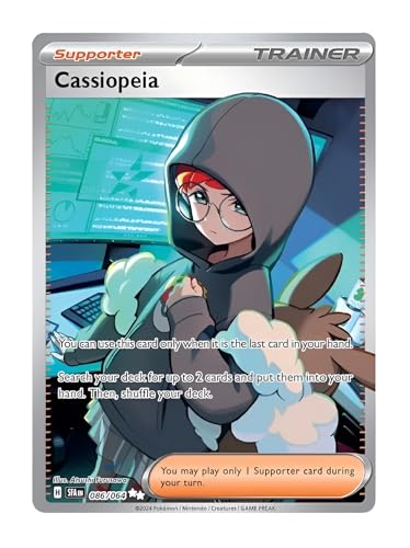 Cassiopeia 086/064 Ultraseltene Vollkunst-Trainer-Karte, glänzende Pokémon-Karten, seltene Pokemon-Karten, umhüllte Fabel, Pokemon-Scharlachrot und Violett, Titan Cards authentifiziert Cassiopeia 086/064 Ultraseltene Vollkunst-Trainer-Karte, glänzende Pokémon-Karten, seltene Pokemon-Karten, umhüllte Fabel, Pokemon-Scharlachrot und Violett, Titan Cards authentifiziert von Titan Cards