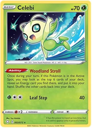Celebi 003/072 Rare Pokemon Card (Shining Fates) + TitanCards® Toploader von Titan Cards