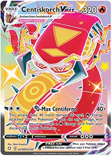 Centiskorch VMAX SV109/SV122 Shiny Rare Pokemon Karte (Shining Fates) + TitanCards® Toploader von Titan Cards