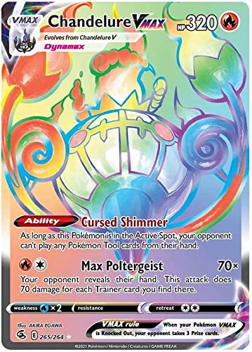 Chandelure VMAX 265/264 Rainbow Rare Pokemon Card (SWSH Fusion Strike) + 1x TitanCards® Toploader von Titan Cards