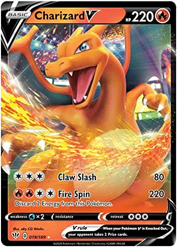 Charizard V 019/189 Ultra Rare Pokemon Karte (Darkness Ablaze) + TitanCards® Toploader von Titan Cards