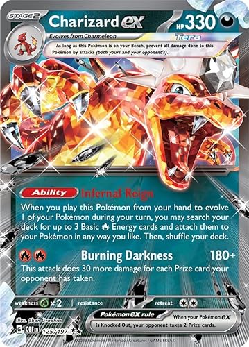 Charizard ex 125/197 Double Rare Pokemon Karte (SV Obsidian Flames) + TitanCards® Toploader von Titan Cards