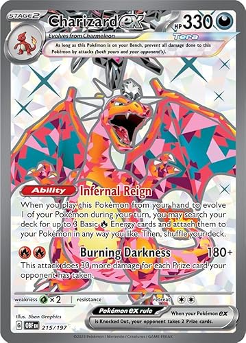 Charizard ex 215/197 Ultra Rare Pokemon Karte (SV Obsidian Flames) + TitanCards® Toploader von Titan Cards