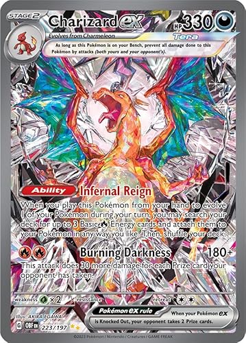 Charizard ex 223/197 Special Illustration Seltene Pokemon Karte (SV Obsidian Flames) + TitanCards® Toploader von Titan Cards