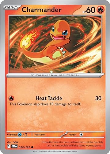 Charmander 026/197 Common Pokemon Karte (SV Obsidian Flames) + TitanCards® Toploader von Titan Cards