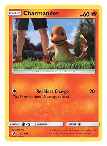 Charmander 4/18 Common Pokemon Karte (Detective Pikachu) + TitanCards® Toploader von Titan Cards