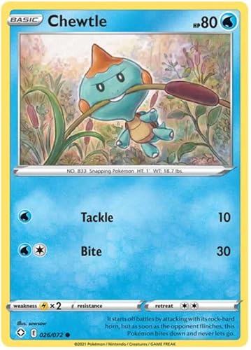 Chewtle 026/072 Common Pokemon Card (Shining Fates) + TitanCards® Toploader von Titan Cards