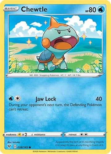 Chewtle 038/185 Common Reverse Holo Pokemon Card (SWSH04 Vivid Voltage) + TitanCards® Toploader von Titan Cards