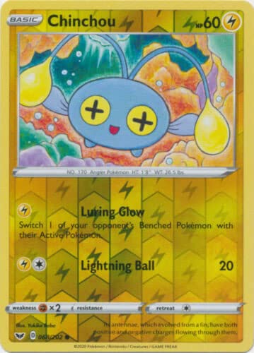 Chinchou 068/202 Common Reverse Holo Pokemon Karte (Schwert & Schild) + 1x TitanCards® Toploader von Titan Cards