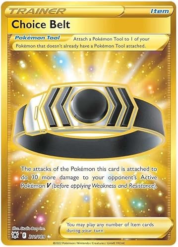 Choice Belt 211/189 seltene geheime Pokemon-Karte (SWSH Astral Radiance) + TitanCards® Toploader von Titan Cards