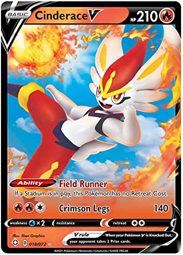 Cinderace V 018/072 Ultra Rare Pokemon Karte (Shining Fates) + TitanCards® Toploader von Titan Cards