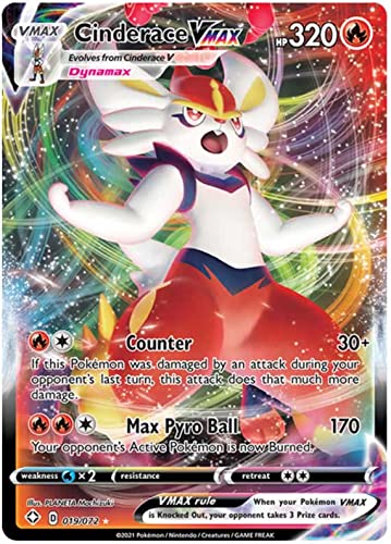 Cinderace VMAX 019/072 Rare VMAX Pokemon Karte (Shining Fates) + TitanCards® Toploader von Titan Cards