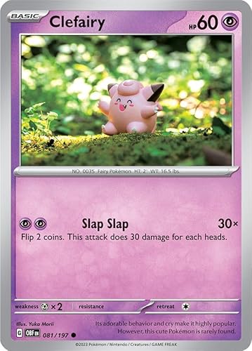 Clefairy 081/197 Common Reverse Holo Pokemon Karte (SV Obsidian Flames) + TitanCards® Toploader von Titan Cards