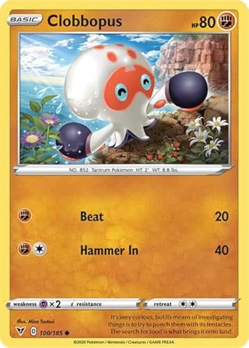 Clobbopus 100/185 Common Reverse Holo Pokemon Card (SWSH04 Vivid Voltage) + TitanCards® Toploader von Titan Cards