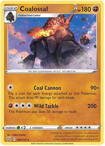 Coalossal 080/163 Rare Holo Pokemon Card (Battle Styles) + TitanCards® Toploader von Titan Cards