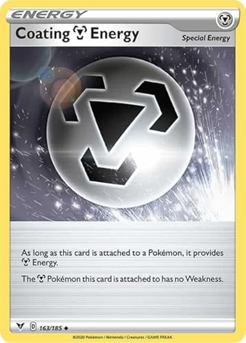 Coating Metal Energy 163/185 Uncommon Reverse Holo Pokemon Card (SWSH04 Vivid Voltage) + TitanCards® Toploader von Titan Cards
