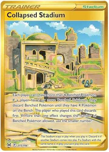 Collapsed Stadium 215/196 Seltene geheime Pokemon-Karte (Sworld & Shield Lost Origin) + TitanCards® Toploader von Titan Cards