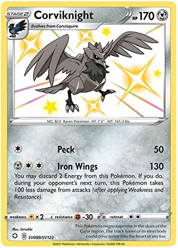 Corviknight SV089/SV122 Shiny Rare Pokemon Karte (Shining Fates) + TitanCards® Toploader von Titan Cards