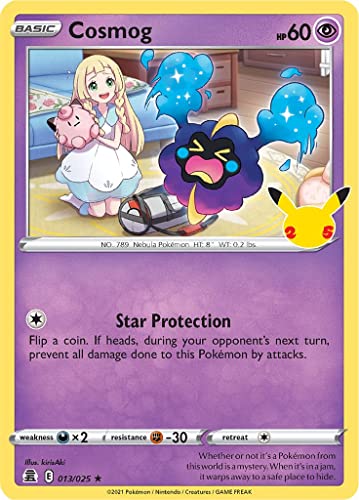 Cosmog 013/025 Seltene Pokemon-Karte (Celebrations 25th Anniversary) + 1x TitanCards® Toploader von Titan Cards