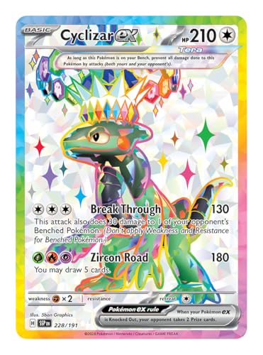 Cyclizar ex 228/191 Ultraseltene Pokemon-Karte, seltene Pokémon-Karten, Pokémon EX, Surging Sparks, Pokemon-Scharlachrot und Violett, Titan Cards authentifiziert Cyclizar ex 228/191 Ultraseltene Pokemon-Karte, seltene Pokémon-Karten, Pokémon EX, Surging Sparks, Pokemon-Scharlachrot und Violett, Titan Cards authentifiziert von Titan Cards