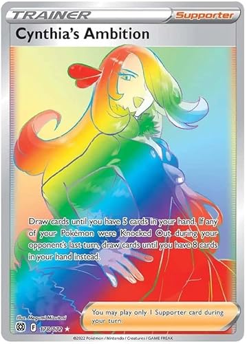 Cynthia's Ambition 178/172 Rainbow Secret Rare Pokemon Karte (SWSH Brilliant Stars) + 1x TitanCards® Toploader von Titan Cards