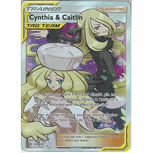 Cynthia & Caitlin 228/236 Full Art Supporter Pokemon Karte (SM Cosmic Eclipse) + 1x TitanCards® Toploader von Titan Cards