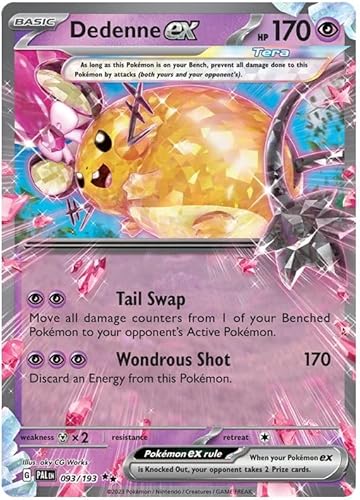 Dedenne ex 093/193 seltene Doppel-Pokemon-Karte (SV2 Paldea Evolved) + TitanCards Toploader von Titan Cards
