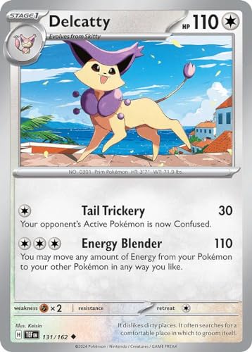 Delcatty 131/162 Uncommon Reverse Holo Pokemon Karte (SV Temporal Forces) + 1x TitanCards® Toploader von Titan Cards