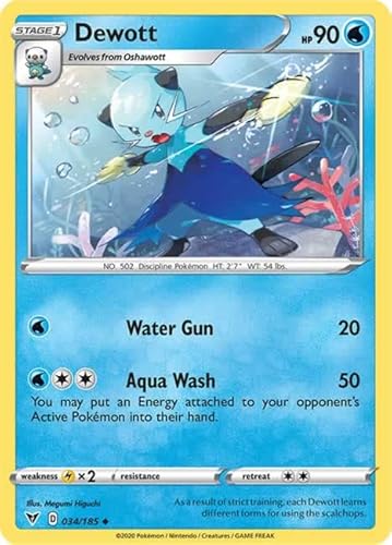 Dewott 034/185 Uncommon Pokemon Card (SWSH04 Vivid Voltage) + TitanCards® Toploader von Titan Cards