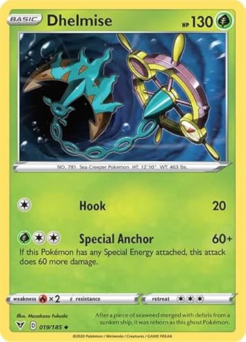 Dhelmise 019/185 Uncommon Reverse Holo Pokemon Card (SWSH04 Vivid Voltage) + TitanCards® Toploader von Titan Cards