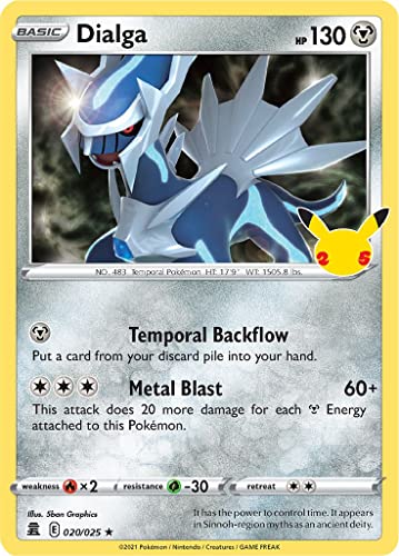 Dialga 020/025 Seltene Pokemon Karte (Celebrations 25th Anniversary) + TitanCards® Toploader von Titan Cards