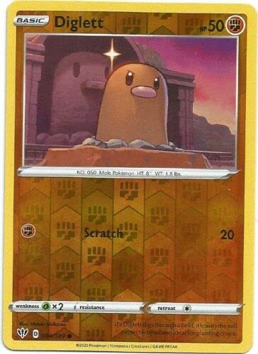 Diglett 084/189 Common Reverse Holo Pokemon Card (Darkness Ablaze) + TitanCards® Toploader von Titan Cards
