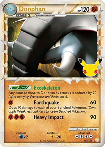 Donphan (HeartGold & SoulSilver) 107/123 SuperRare Holo Pokemon Karte (Celebrations) + TitanCards® Toploader von Titan Cards